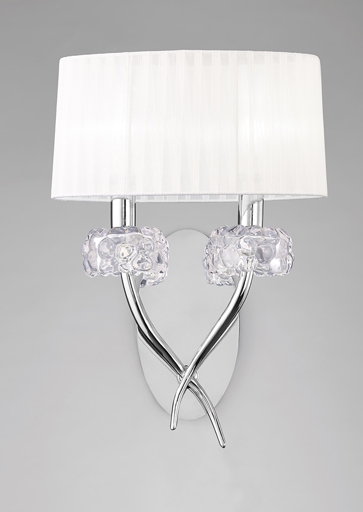 Loewe Polished Chrome-White Wall Lights Mantra Armed Wall Lights